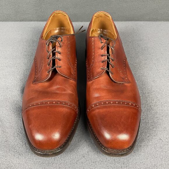Allen Edmonds Shoes Men Size 13 B Brown Leather Cap Toe Brogue Derby Vibram main image 13